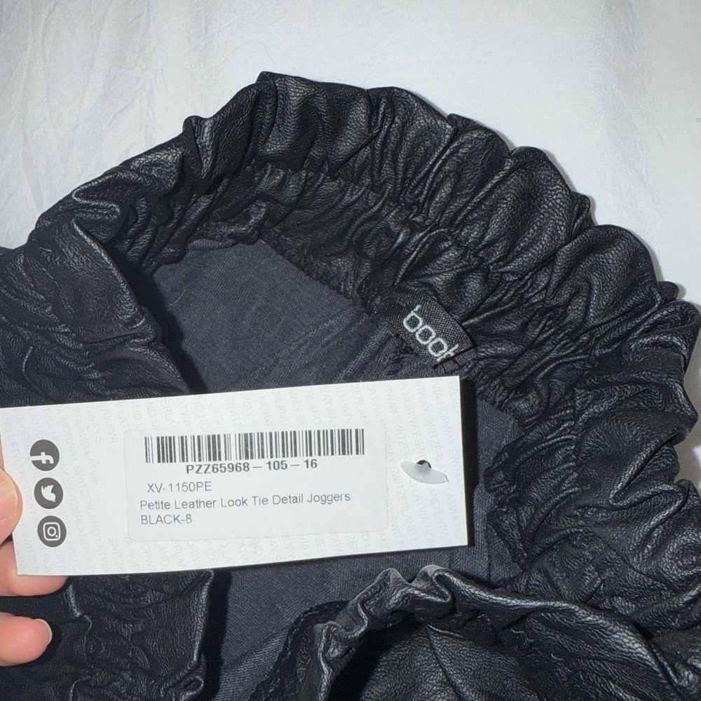 BOOHOO Black Faux Leather Jogger Pants - Picture 2 of 3